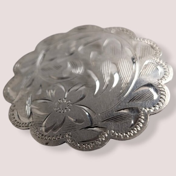 Vintage Ladye Fayre Sterling Etched Brooch - Picture 2 of 6